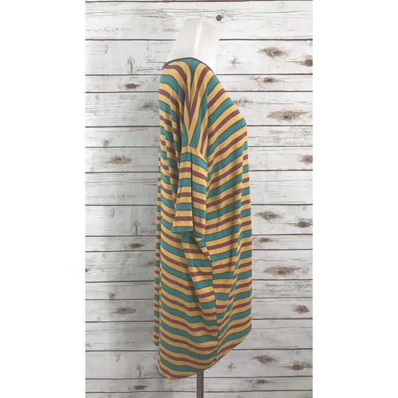 LuLaRoe Irma Small Green Orange Purple Striped - Picture 2 of 9